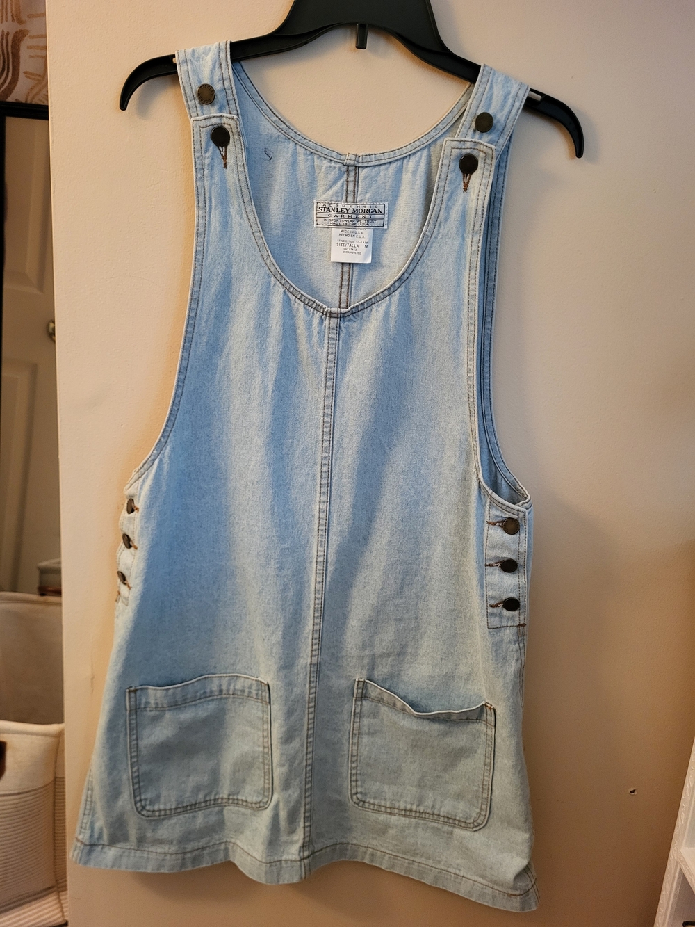 Light Blue Vintage Denim Jumper Dress, Size M